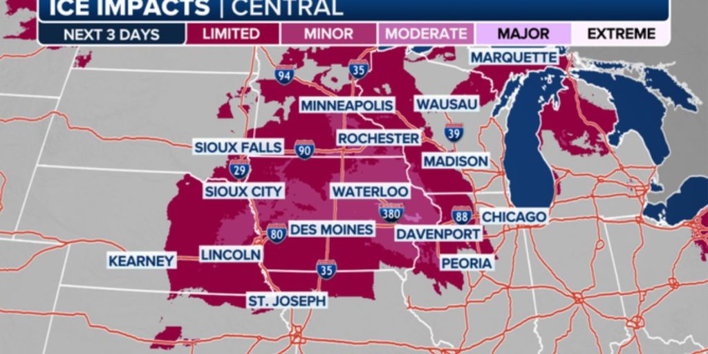 Ice Causes Travel Nightmares in Sections of the Plains and Midwest (1)