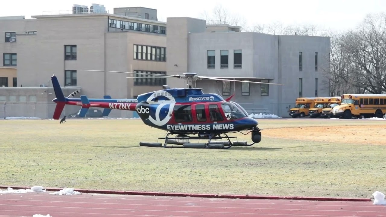 ABC7 Eyewitness News Helicopter Makes Emergency Landing on Queens High School Baseball Field