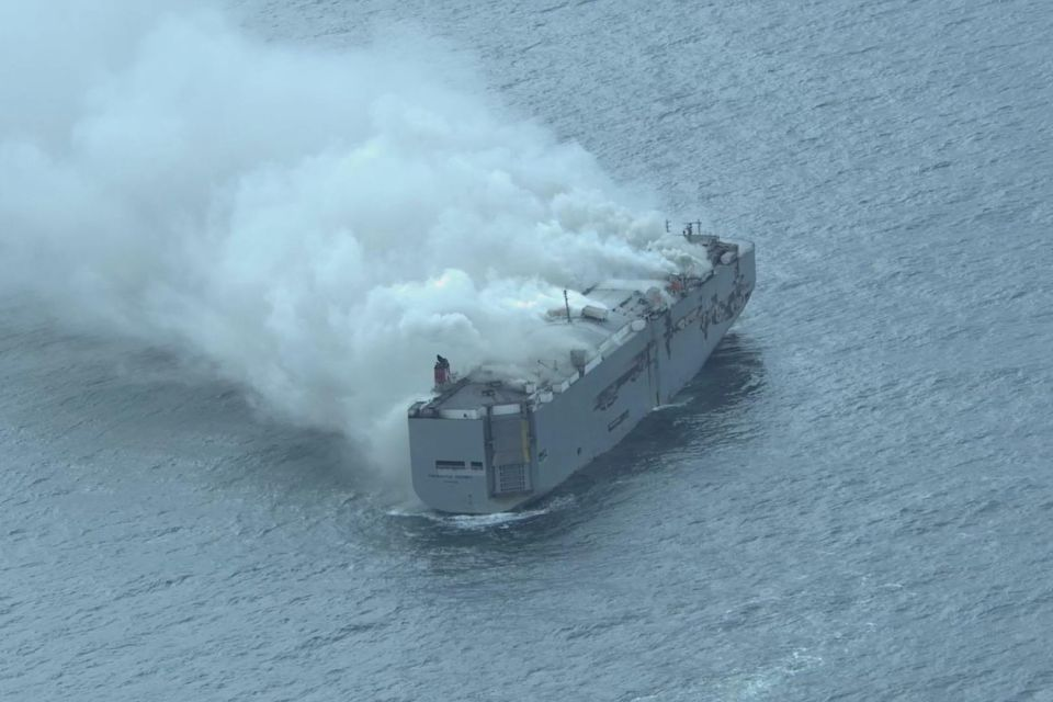 Electric Vehicle Cargo Ship Fire Off Alaska Coast: Crew Rescued in Dramatic Escape