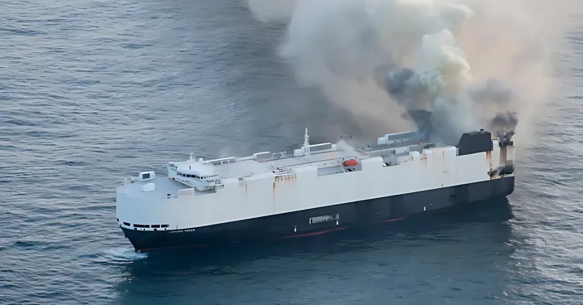Electric Vehicle Cargo Ship Fire Off Alaska Coast: Crew Rescued in Dramatic Escape