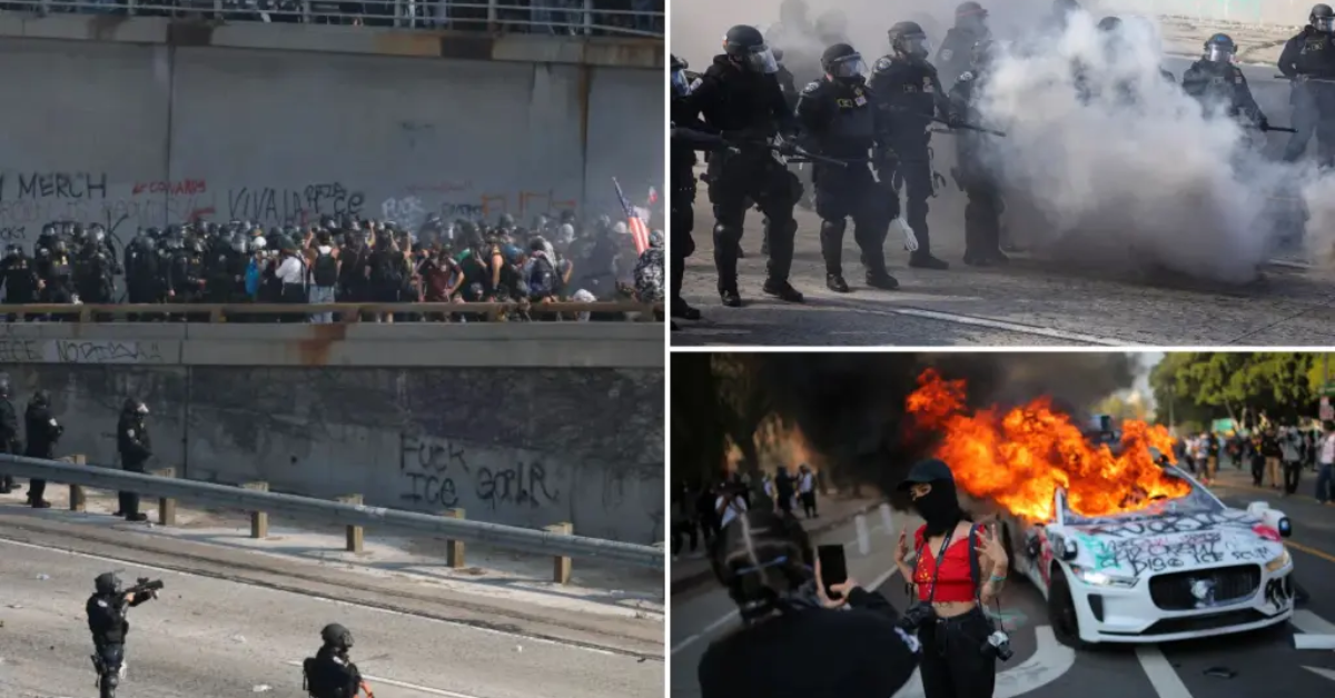 LA 101 Freeway Chaos: 2,000 Anti-ICE Rioters Cause Havoc and Destroy Self-Driving Cars