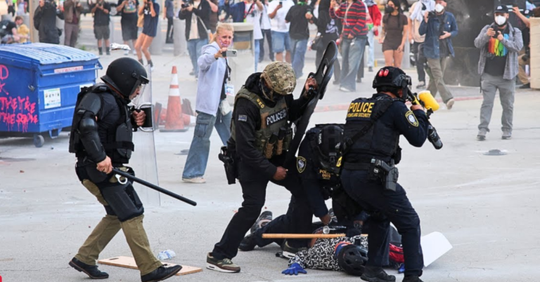 Shocking Moment: Motorcyclists Plow Through Police Line at LA ICE Protest!