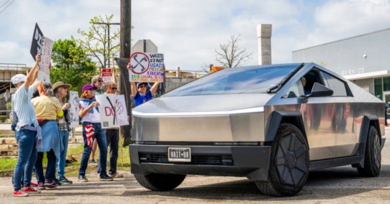 Anti-ICE Protesters Shock Public with Vandalized Tesla Cybertruck Statement