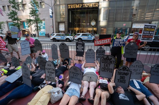 Protesters rail against President’s ‘Murder Budget’ outside Trump Tower in NYC